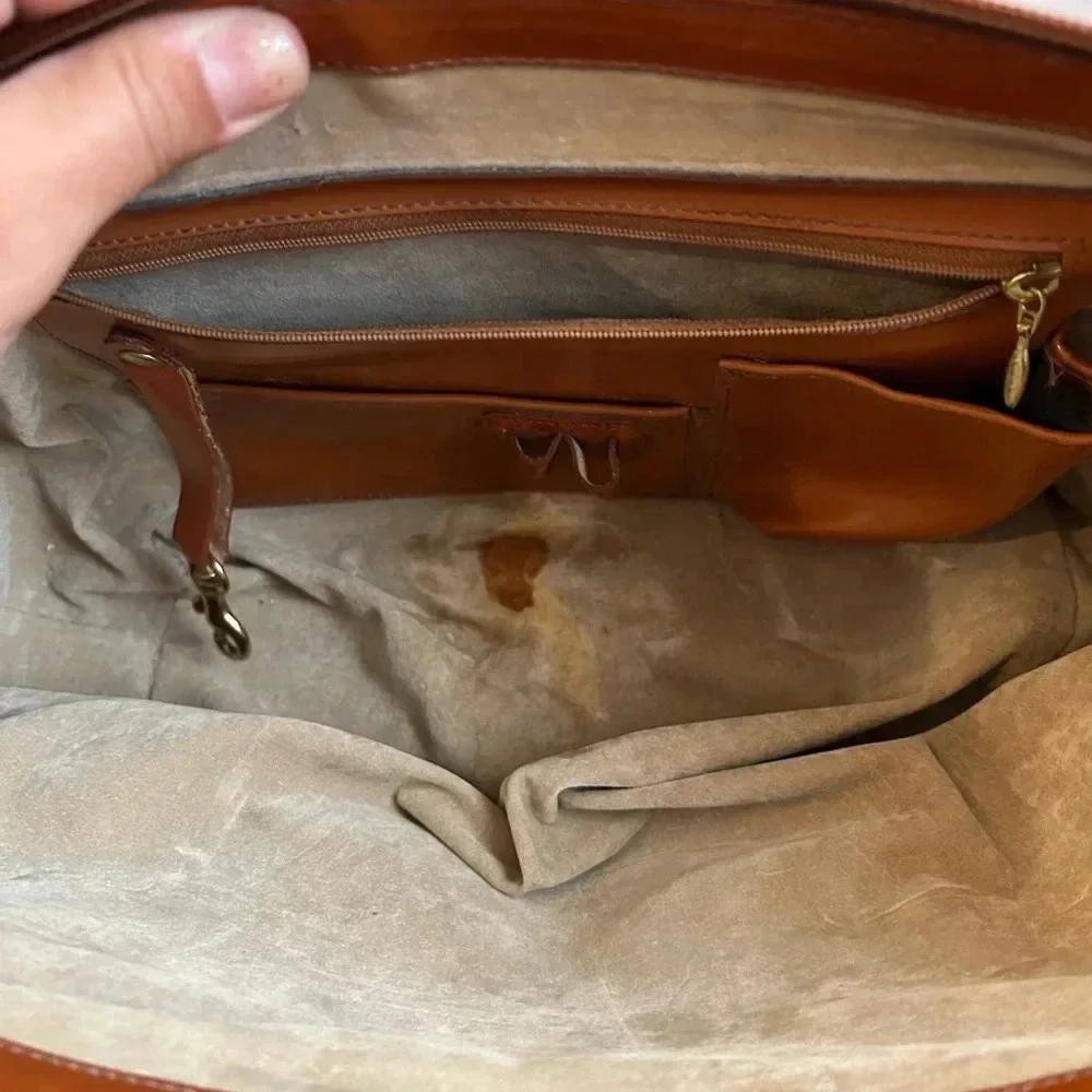 ! BRAHMIN TUSCAN Collection Satchel Caramel Embossed Croc